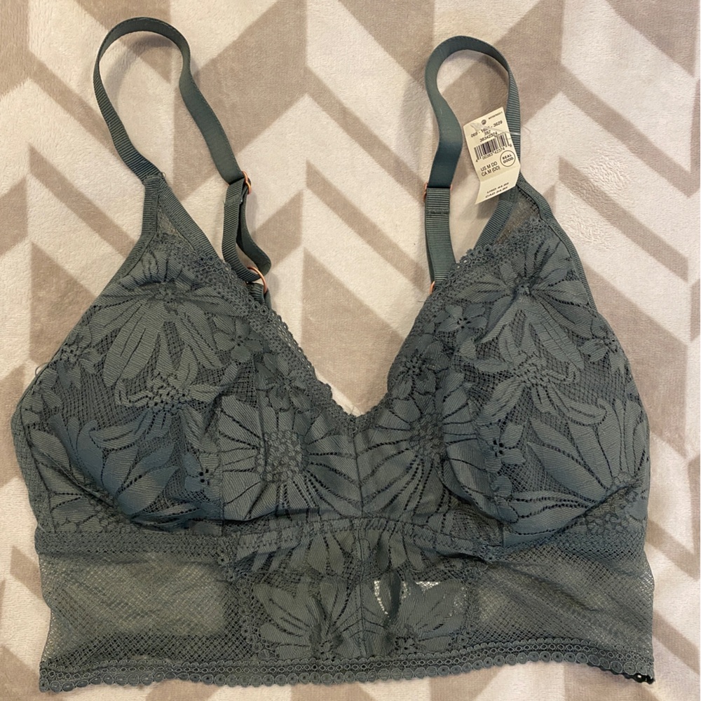 NWT Aerie Lace Bralette in Slate Green